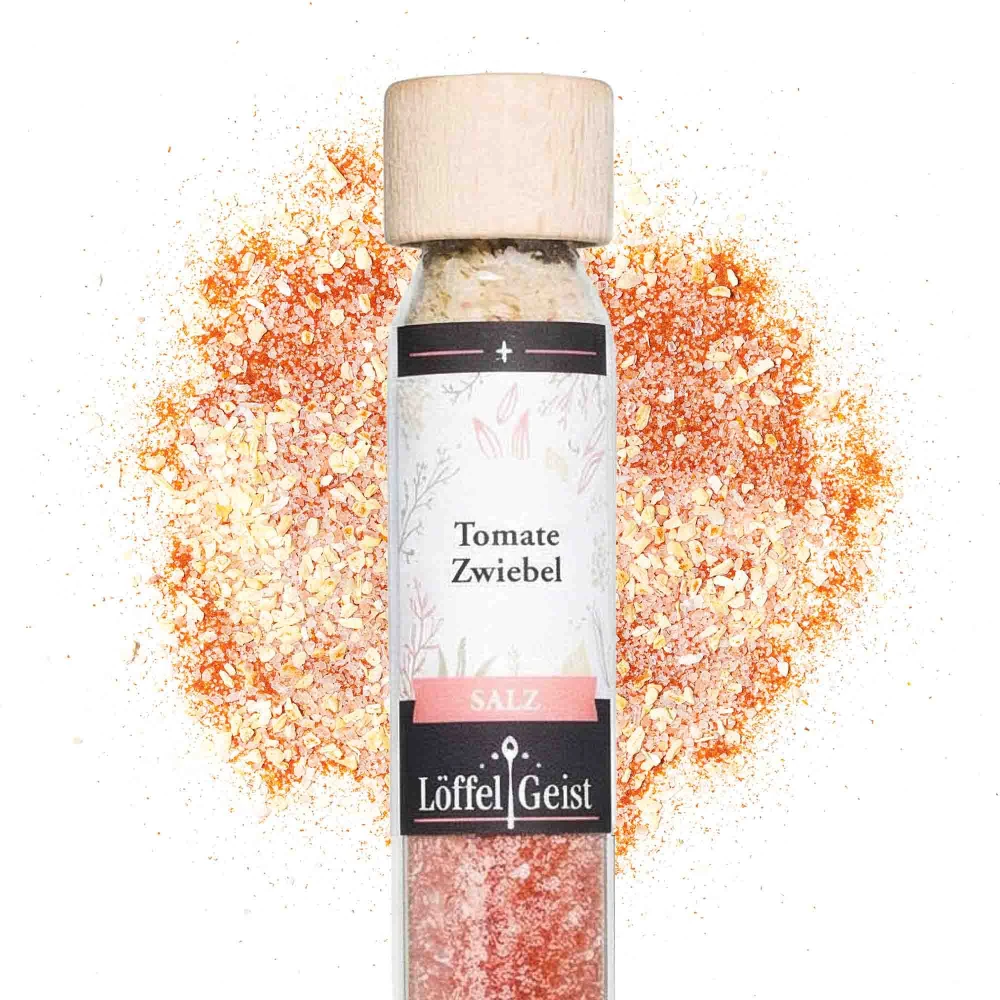Tomate Zwiebel Salz im Reagenzglas